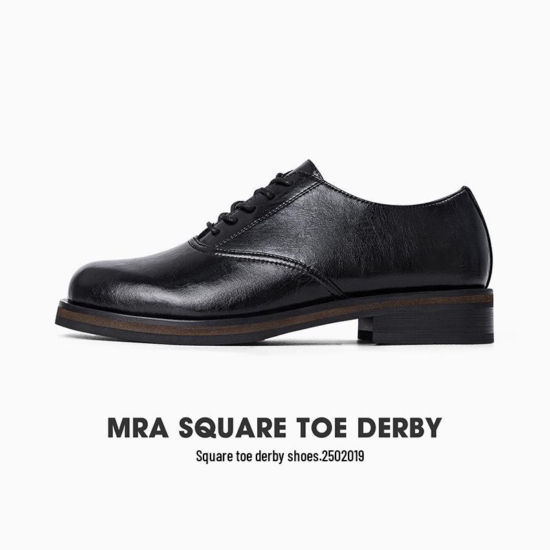 

MRA Men s Leather Square Toe Derby Shoes - Formal Business & Wedding, Thick Sole, Height Increasing, Autumn Oxford Shoes. Size 44