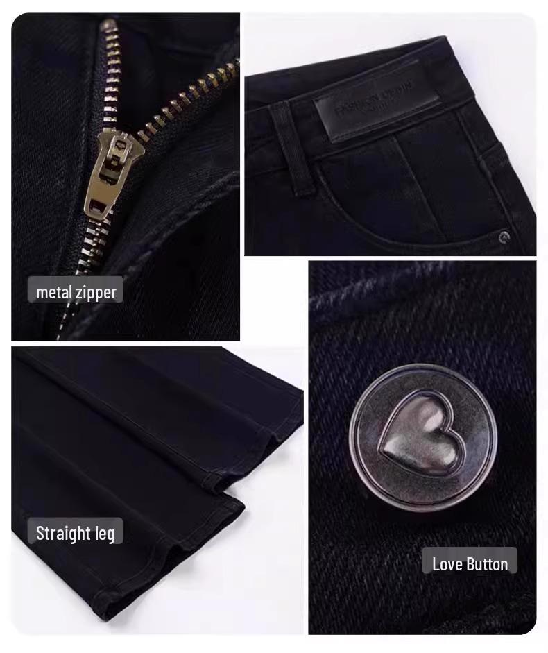 Women's Slimming Black High Waist Straight-Leg Jeans - New 2025 Spring/Autumn Style
