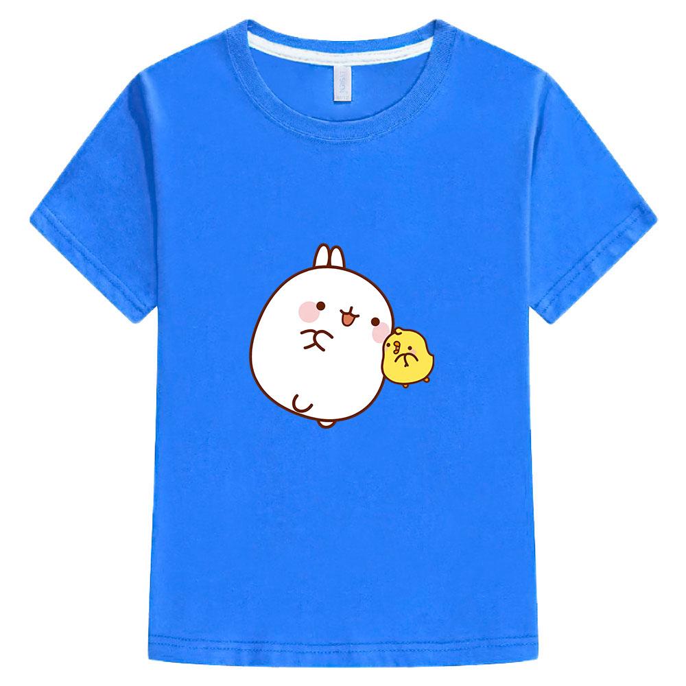 Dětské oblečení Molang a Piupiu Trička Roztomilé tričko s potiskem králíka Letní trička Bavlna Dětská módní oblečení
