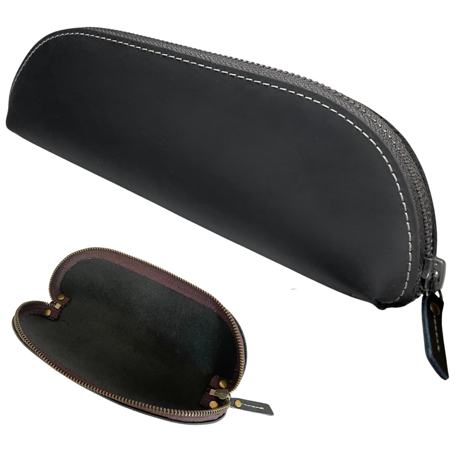 

[iaji] Leather Pencil Case, Large Capacity, Slim Design, Can Be Used as a Pen Tray, Stylish and Simple (Black)