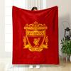 Yellow Crest with a Liver Bird, Flames, and Text On a Red Striped Background. for All Seasons Blanket Lunch Break Throw Gift
