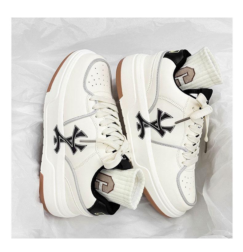 Men's 2025 Niche Summer Breathable Anti-Odor White Thick-Soled Height-Increasing Casual Sneakers