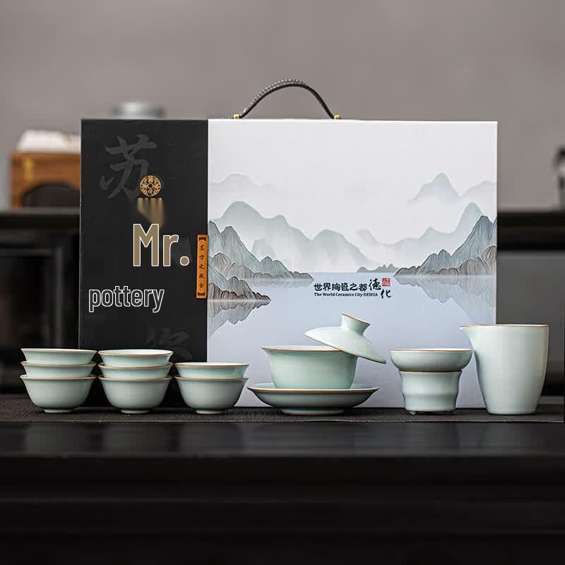 Керамический парящий чайный набор Су из печи Жу Киль Gaiwan