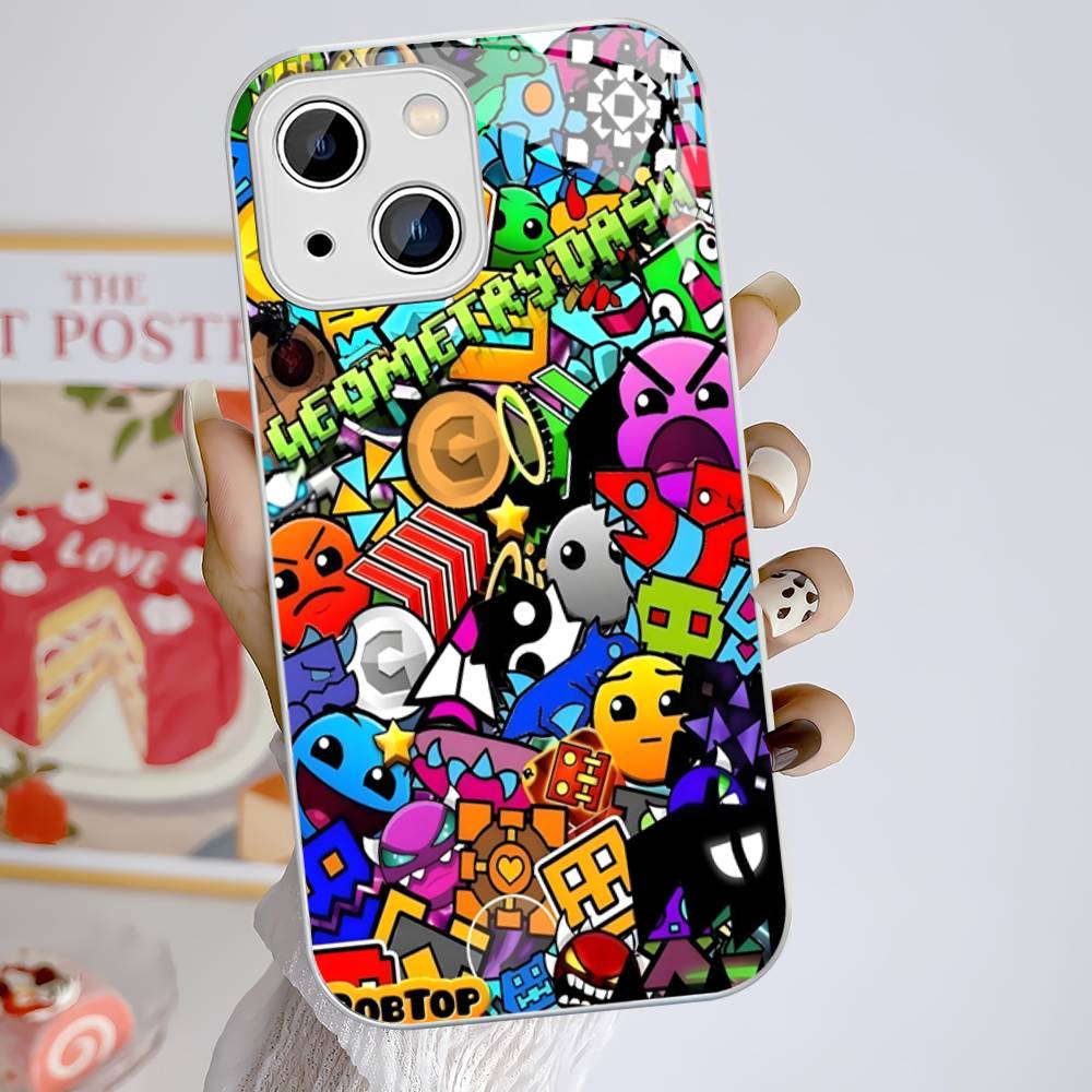 Game Geometry Dash For IPhone 14 13 12 Mini 11 Pro XS Max X XR 14 Plus Tempered Glass Cover