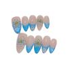 Almond Shape 3D Carved Blue Polka Dot Nails - Pure Handmade Wearable Style