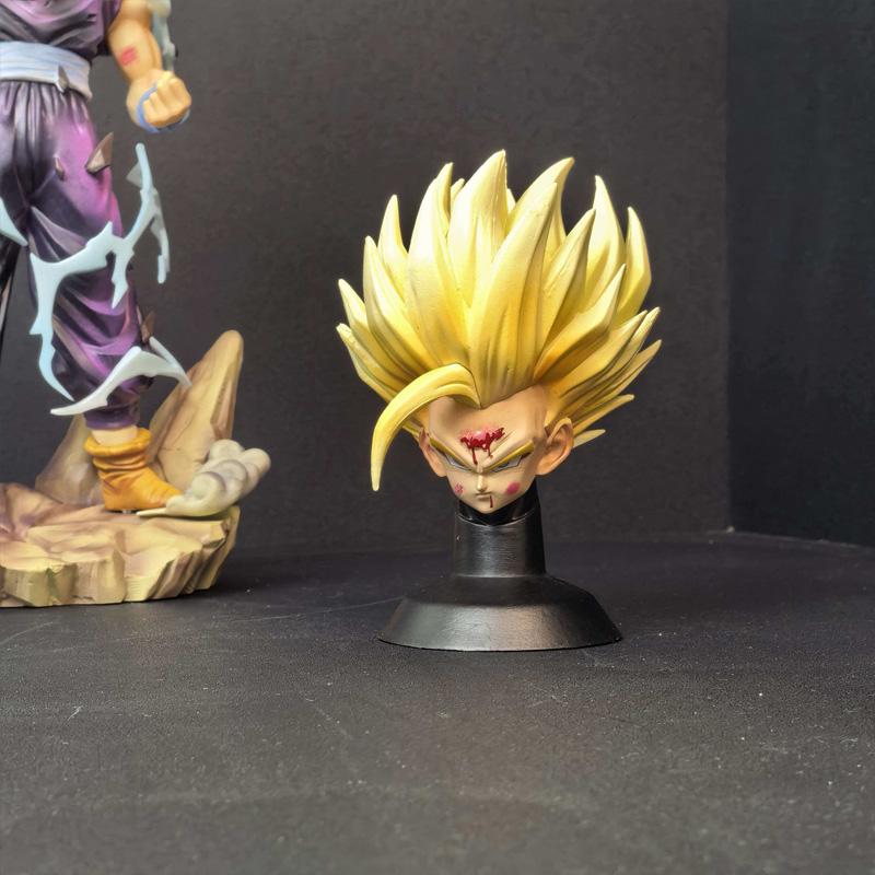 28cm Anime Dragon Ball Super Saiyan 2 Gohan Figures Double Head Sculpt Collectible Model Desktop Ornament Statue Toys Gifts