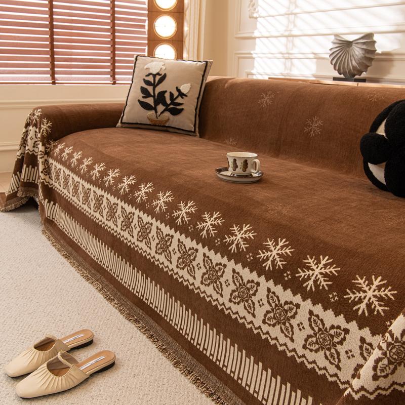 Chenille Cat-Proof Flowers Cats Sofa Cover Full Coverage Non-Slip Couch All-Season Universal Couch Camping Blanket Dust Guard