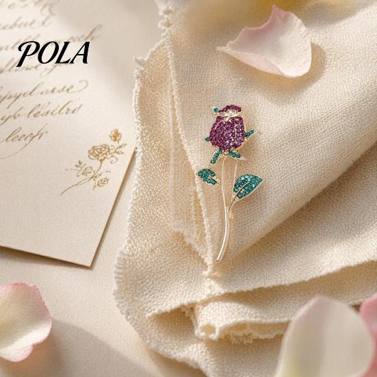 Rose Pin Suit Collar Pin, 3D Flower Shape Lapel with Rhinestones Brooch Inlaid, Electroplated Anti-Oxidation Versatile Badge for Coats Shirts