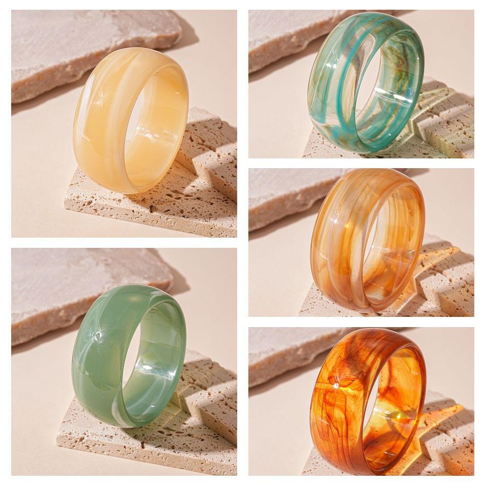 Strip Round Wide Bracelet Smudging Retro  Hand Ring Temperament Acrylic Bangle  Girls