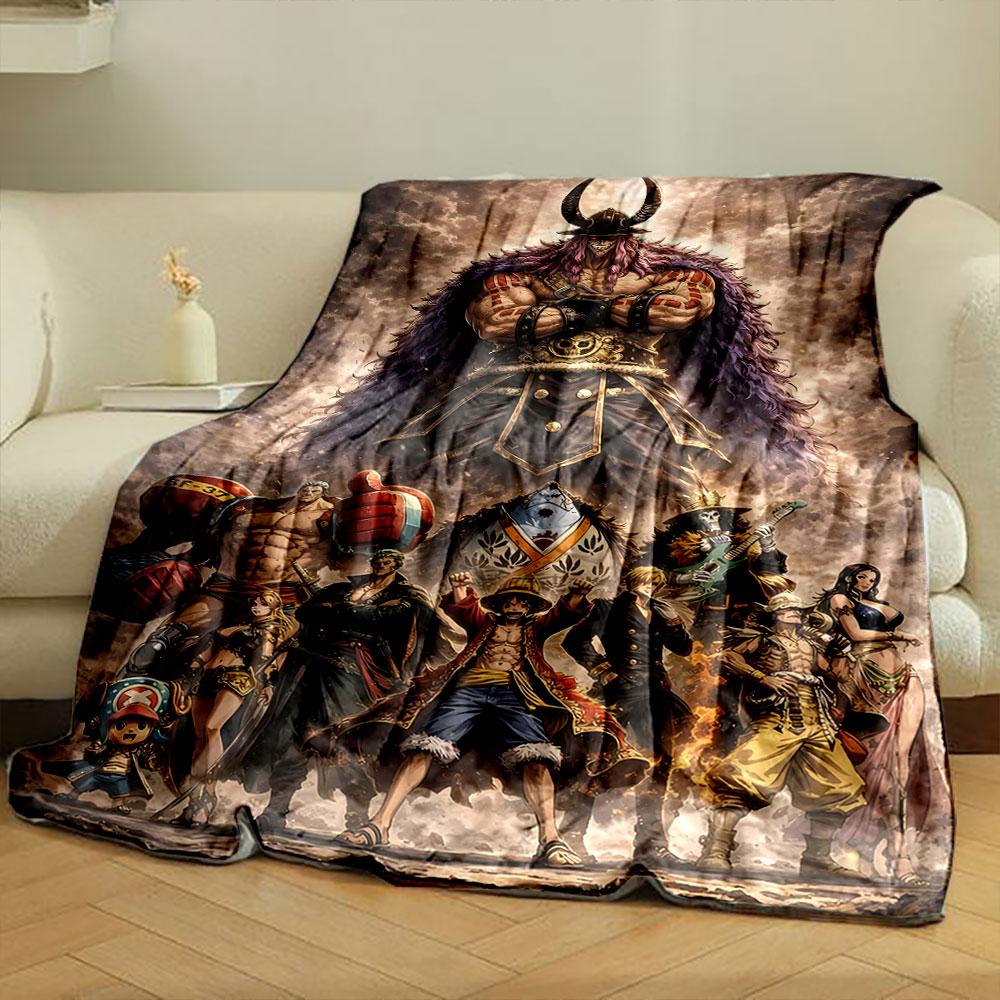 A powerful giant figure looms over a group of diverse, dynamic characters. for all seasons blanket lunch break throw gift