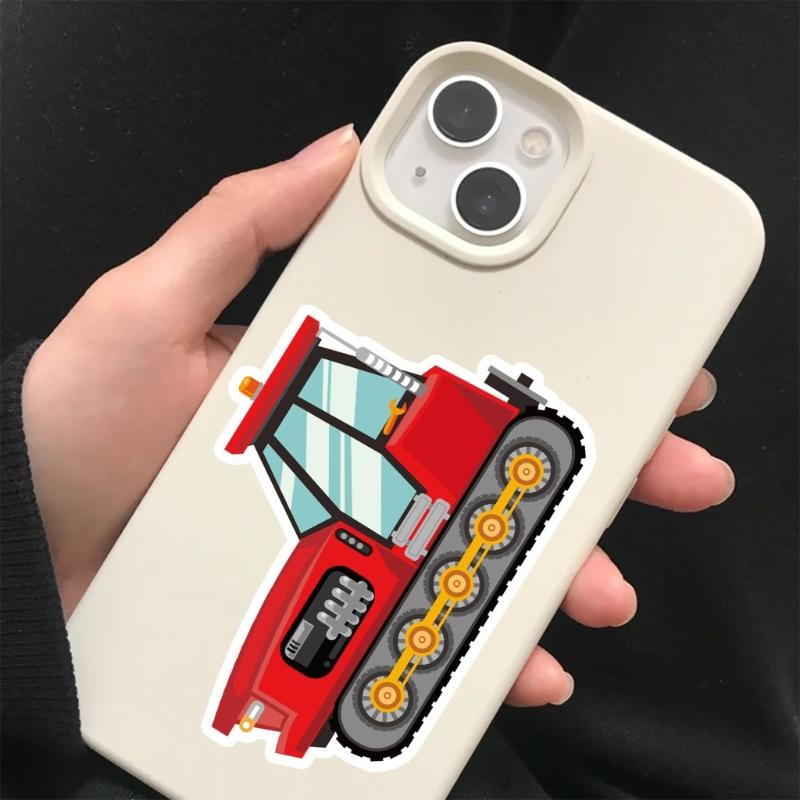 Cartoon Truck PET Sticker Engineering Vehicles Sticker for Water Bottle Pencil Case Notebook Kids Room Wall Decoration