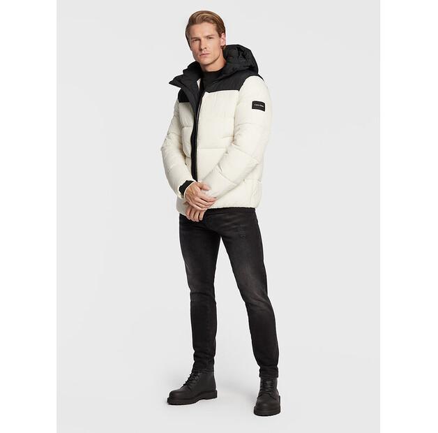 Winter Jacket Calvin Klein Crinkle Color Block K10K110337 Ecru Regular Fit