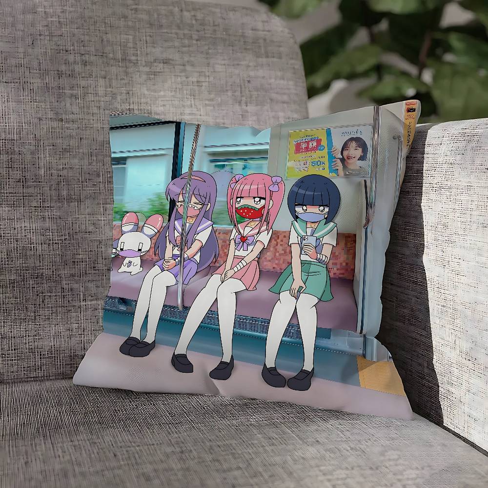 Cute M-Menhera C-Chan Girl Pillow Case For Sofa Decor Car Office Room Printing Cushion Cover Decorations and Protector