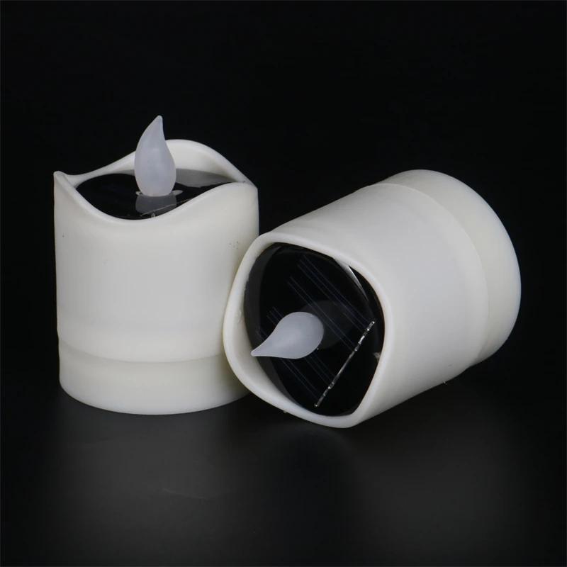 New Romantic Flickering Solar Flameless LED Candle Lights - Tea Lights Simulation for Outdoor Wedding Party Decor - Garden Ambia