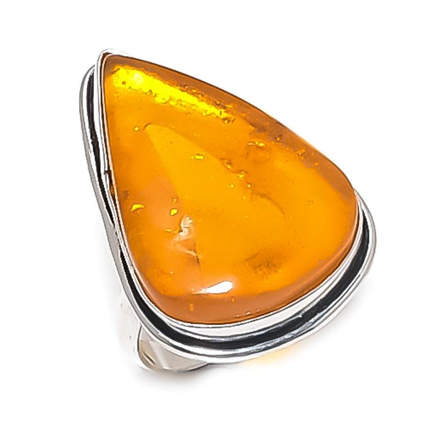 

Балтийский янтарь драгоценный камень 925 стерлинговое серебро ювелирное кольцо размер 9