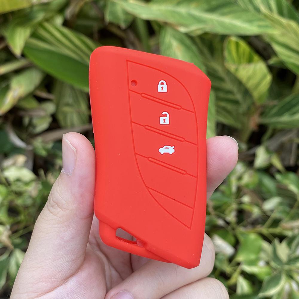 

3 Button Silicone Car Key Protect Case Cover for Lexus NX200 LC GS RX300 ES IS LX RC UX260h LS500h LS500 LC500 LC500h Keychain красный