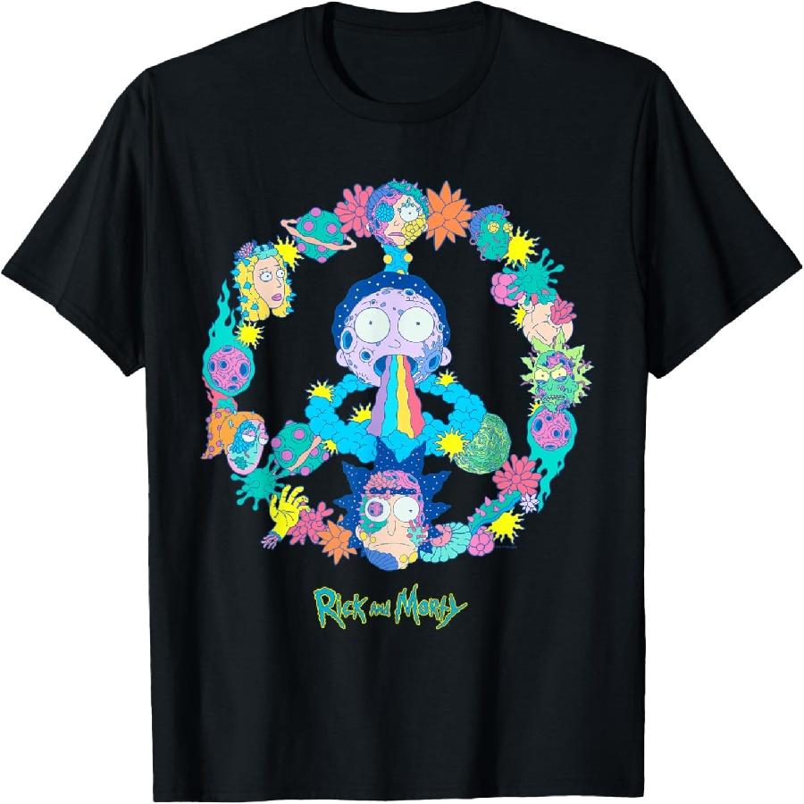 

Rick and Morty Peace Sign Vivid Alien Adult Cartoon Fashion T-Shirt XXXXXL чорний