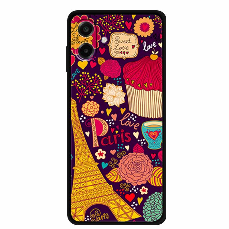 3D Silicone Case For Samsung Galaxy A07 4G Case Relief Emboss Flowers Black Soft Back Cover Coques For Samsung Galaxy A17 Cases