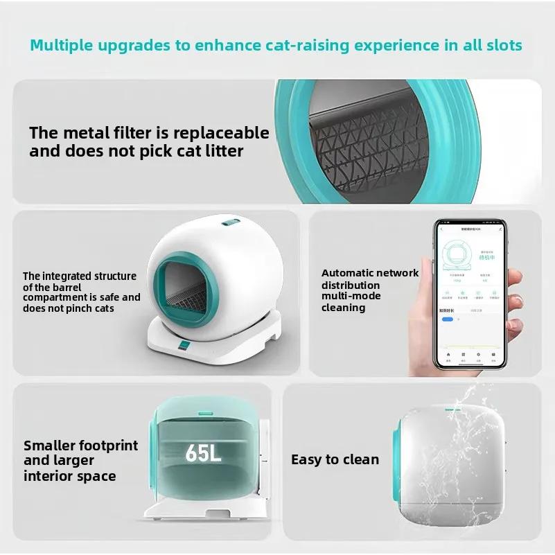 New Intelligent Cat Litter Box Automatic Cleaning 65L Deodorizing And Splash Proof Electric Cat Toilet