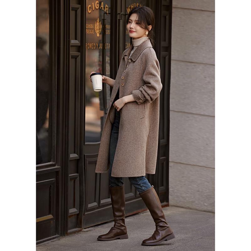 XWI Women's French Lapel Double-Sided Wool Coat