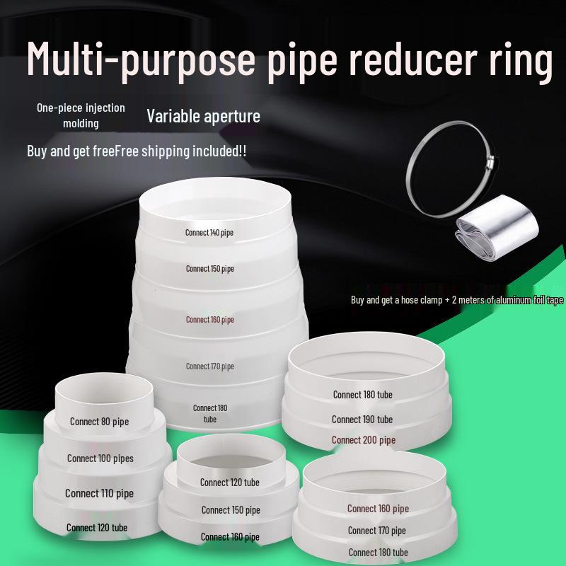 Smoke Pipe Check Valve and Reducer Ring for Range Hood Exhaust One roll of aluminum foil tape, 10m long
