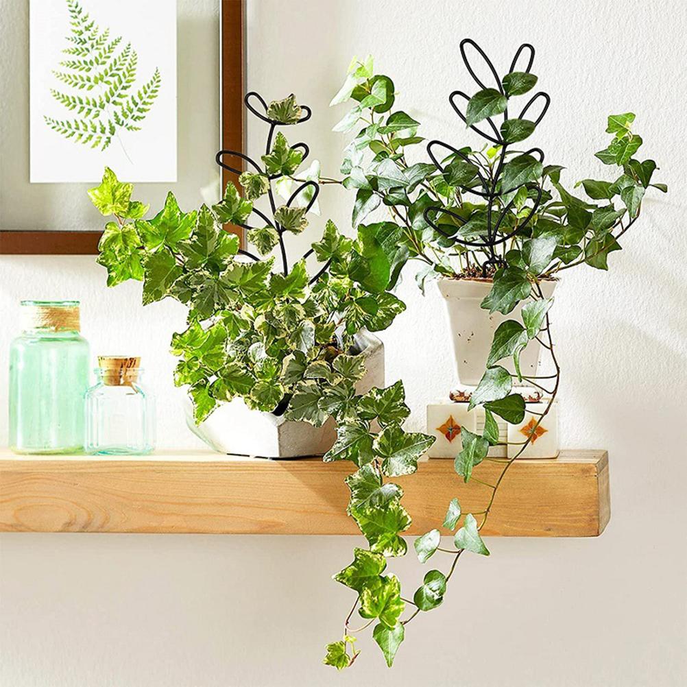 Small Trellis for Potted Plants Wrought Iron Leaf Shape Garden Trellis for Indoor Outdoor Decorative Climbing Plants