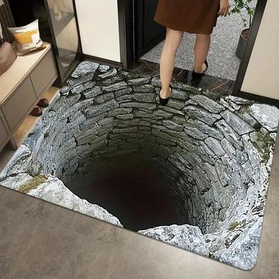 Rohožka s optickou ilúziou, Plochá 2D rohožka Vitajte, vhodná na vnútorné aj vonkajšie použitie, ideálna pre predné dvere, vstupné priestory, spálne