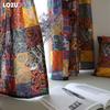 1PC LOZUJOJU Bohemian Retro Ethnic Style Cotton Linen Printed Semi Blackout Curtains for Small Window Kitchen Bedroom Living Room Balcony Home Decor