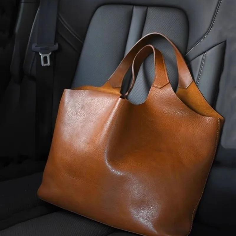 Ladies Luxury Bags Csw003 Women's Brown Soft Leather Large Capacity Tote Bag Luxury Matte High-End Feeling Lady Handbag And Purse Bolsa Feminina