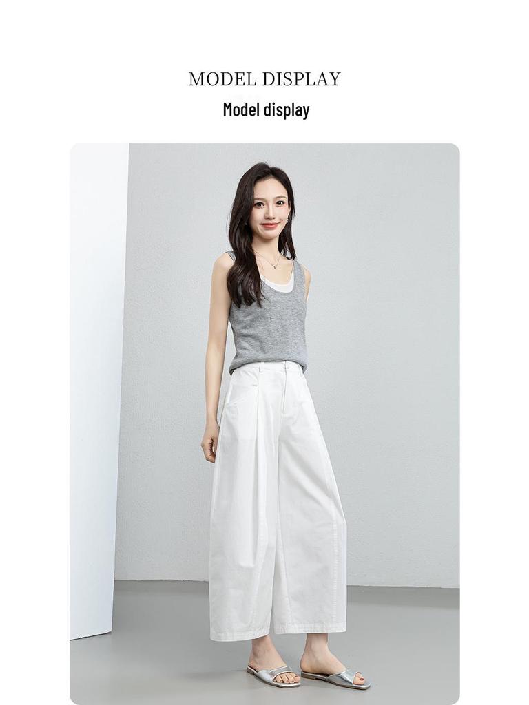 Yi Fei Women's High-Waisted Wide-Leg Cotton Pants - Summer 2026