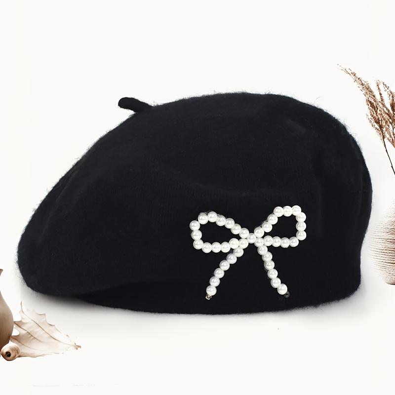 1pc Solid Color Women's New Bow Wool Beret, Suitable for Daily Use, Available in Multiple Colors