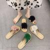 Flat-bottomed Cool Slippers Women's Outer Wear 2025 New Spring and Summer Korean Version of Versatile Fashion Flower Girl One-word Slippers