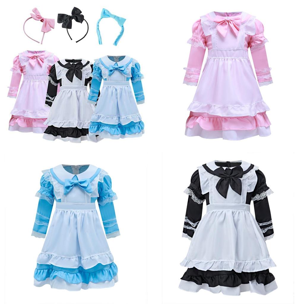 Halloween Girl Stage Costume With Bow And Lace Design For Childrens Fairy Tale Play