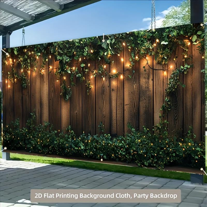 2D planar polyester material garage door banner - Green plant-themed design banner for a party in a Chinese style