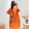 Orange Dress Folds Spring New Style 2022 Foreign Style Is Thin And Loose Korean Version