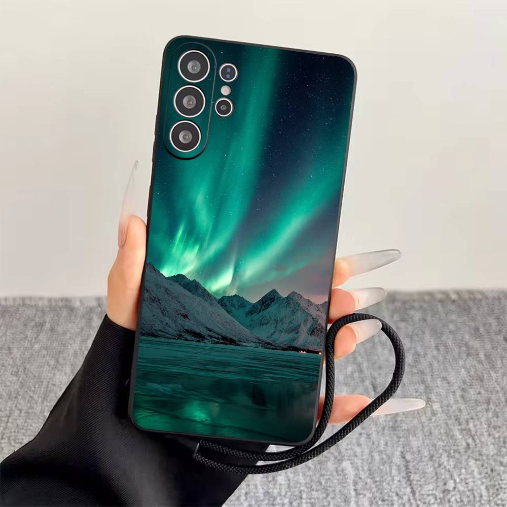 Northern Lights Phone Case Black Silicone Soft For Samsung S25,S24,S21,S22,S23,S30,Ultra,S20,Plus,Fe,Lite