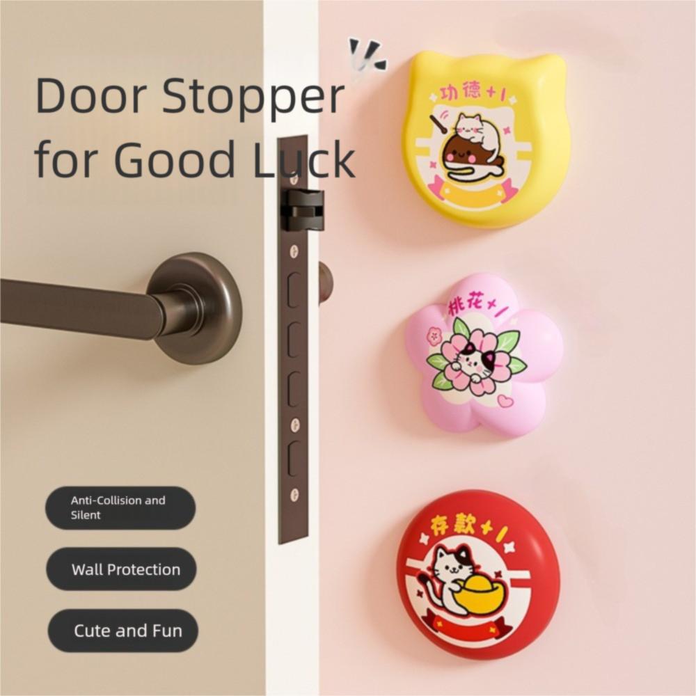 

Silent Wall Protector Cartoon Furniture Anti-crash Pad Durable Door Handle Bumper Pad for Home червоний