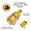 Professional Brass Connector Set QCC1 Tank Adapter & 3/8 Flared Pipe Fitting 1/4 Inch for Gas Refrigeration Lines