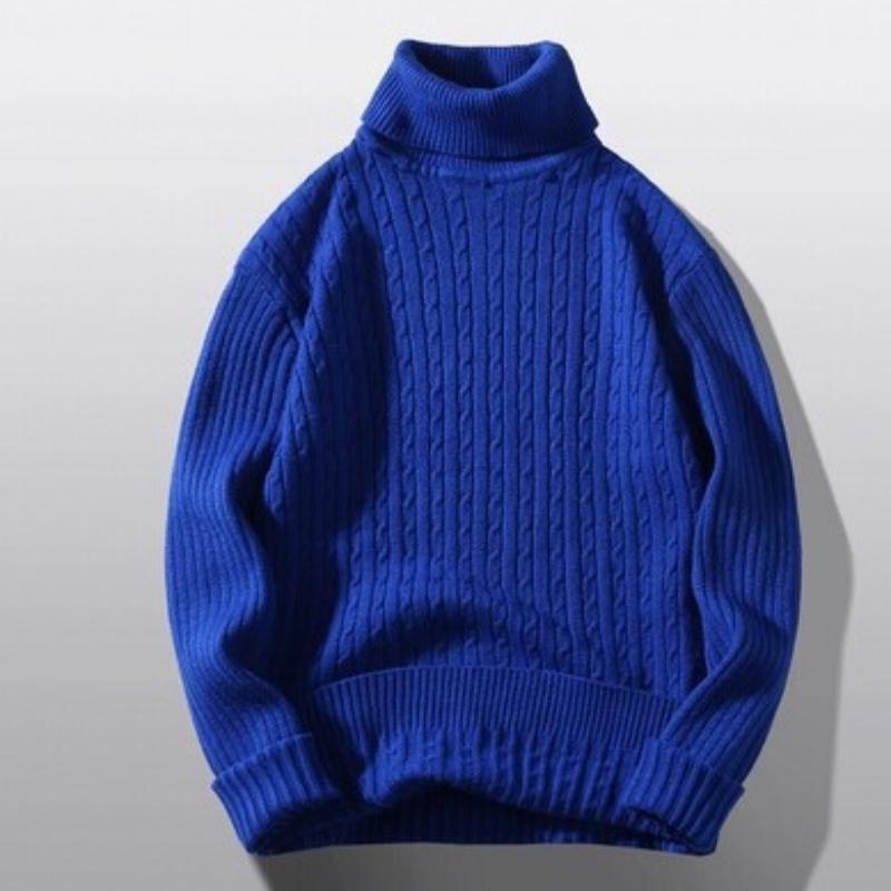 Men's Knitwear Autumn and Winter New High-neck Solid Color Twist Bottoming Sweater