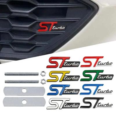 Insignia de metal ST Turbo para rejilla delantera de coche, emblema lateral y trasero para maletero, pegatina para Fiesta Everest Focus M-ondeo K-uga Ranger M-ustang F150 Transit
