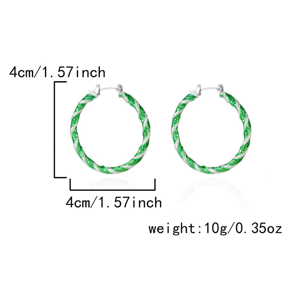 Merry Christmas Colorful Earrings Ear Hoop for Women Minimalist Red Green Twist Round Circle Earring for Women Girl New Year Xmas Jewelry Gifts