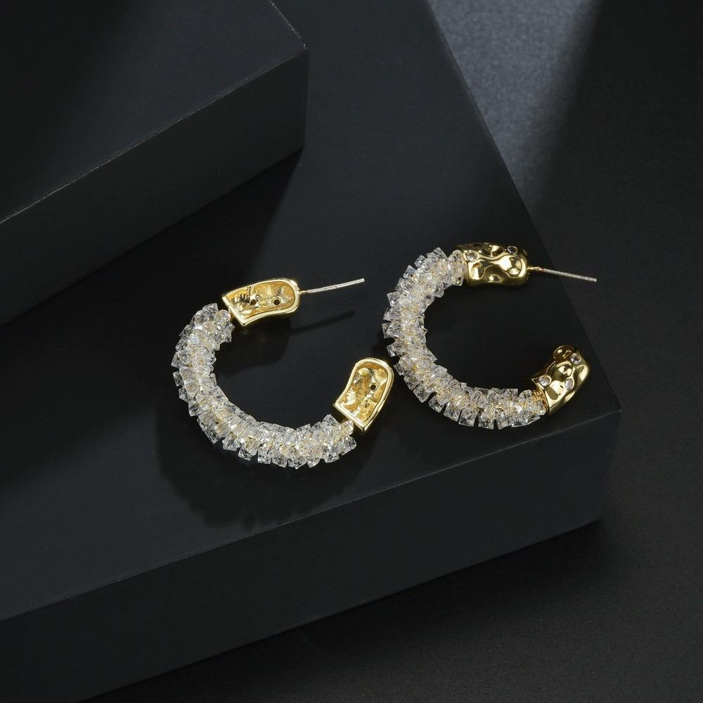 

Серьги-кольца Fashion Personality Crystal Winding C Ring Earrings Fashion Temperament Earrings