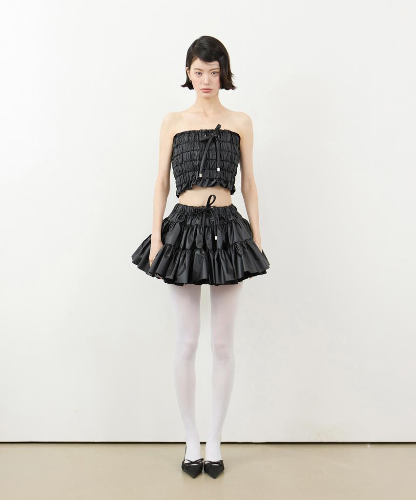 Leobyui Cabbage Tiered Skirt Black