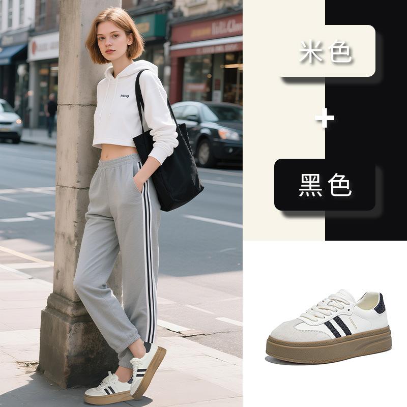 Leather German training shoes women's 2025 autumn new thick-soled heightening sports shoes casual versatile little white shoes fashion board shoes