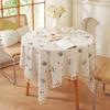 American Linen Natural Color Embroidery Embroidery Fringed Flower Coffee Table Tablecloth Dining Table Cloth Ins Decoration