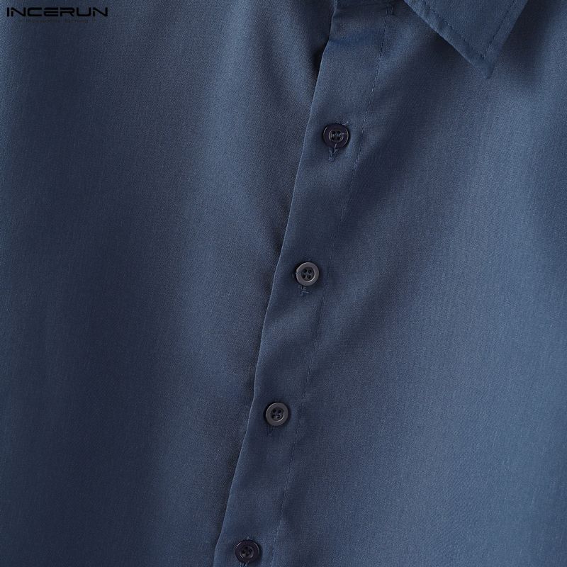 INCERUN Two Pieces Men Lapel Short Sleeve Cropped T-shirts Long Pants Sets Suits