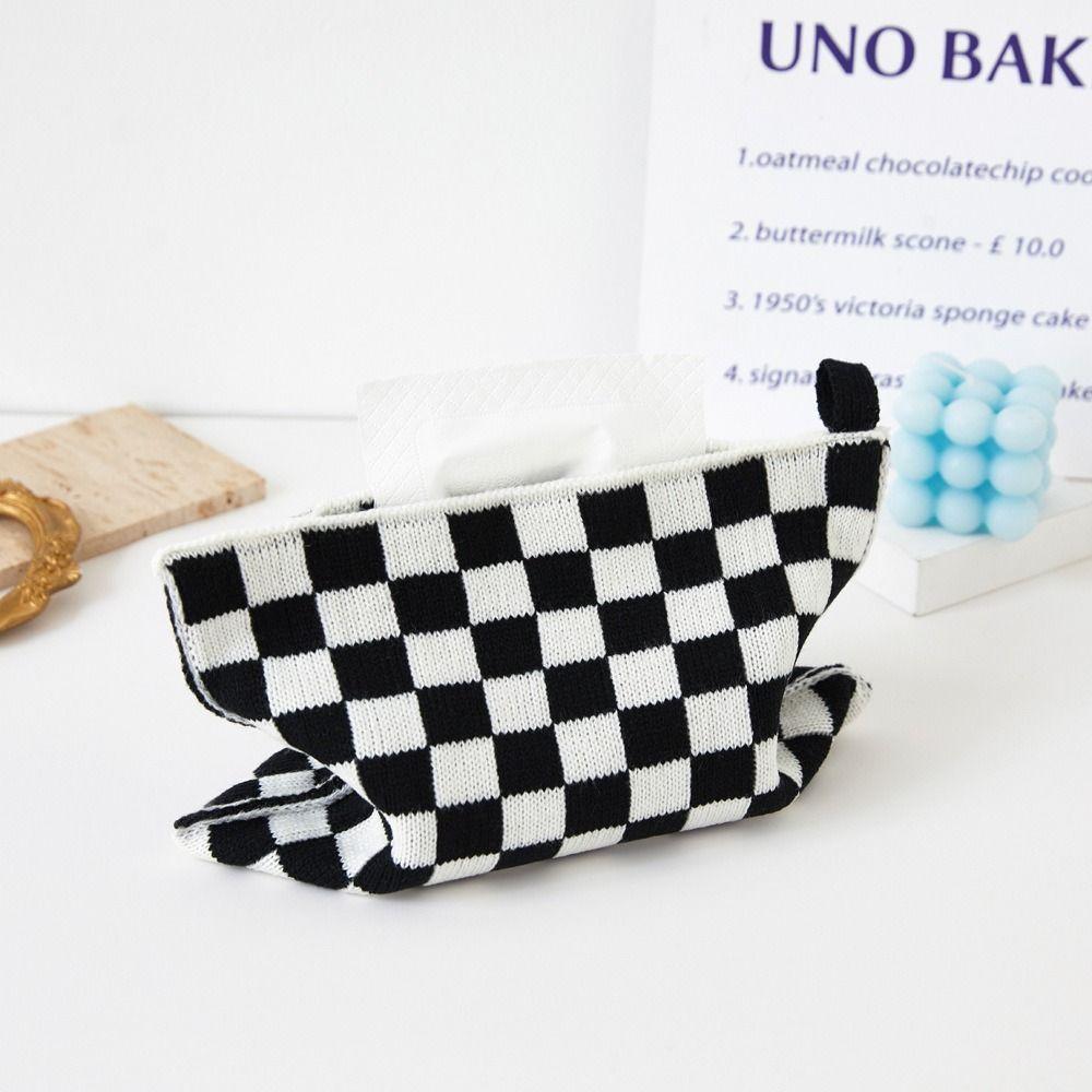 Foldable Knitted Tissue Bag Dustproof Desktop Paper Towels Case  Dining Table