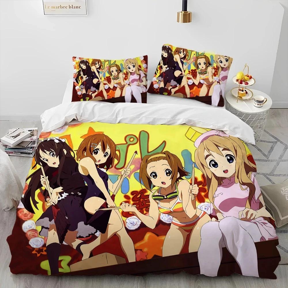 K-ON Kawaii Girls Anime Bedding Set Boys Girls Twin Queen King Size Duvet Cover Pillowcase Bed Boys Adult Home Textileextile