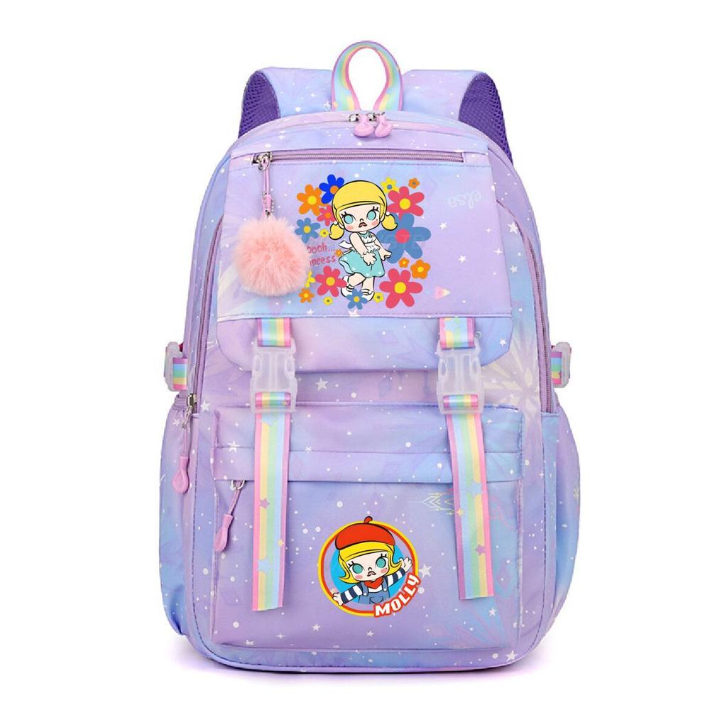 Nova mochila pequena e fofa com estampa de desenho animado da Molly, fresca, de grande capacidade, bolsa escolar