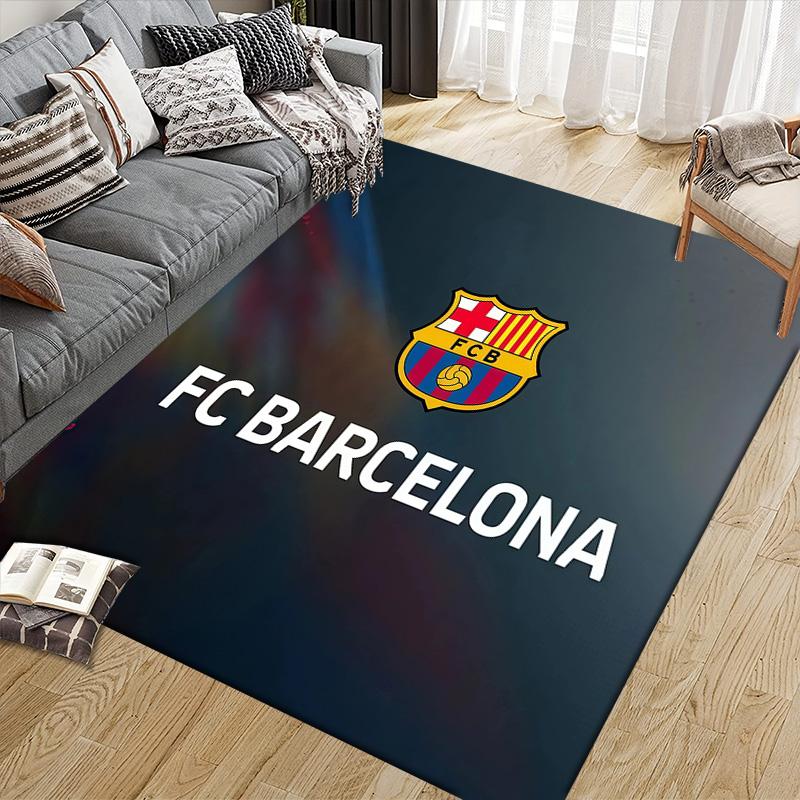 Tappeto Quadrato a Fantasia Flanella Futbol Club Barcelona, Tappeto da Area, Tappeto per Soggiorno Camera da Letto Divano Sala Giochi Decorazione, Tappetino Antiscivolo